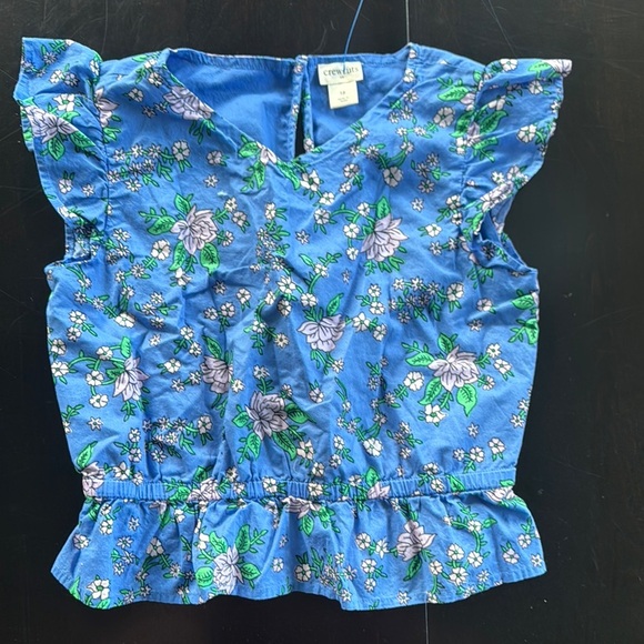 Crewcuts Tropical Blue and Green Ruffle Blouse - Picture 1 of 2